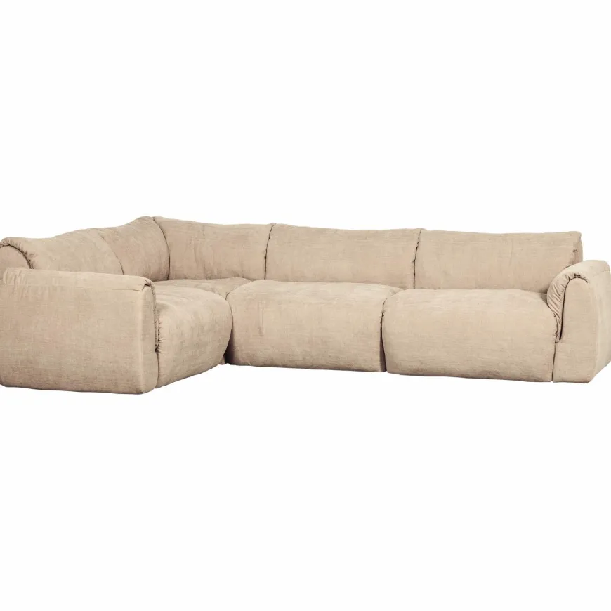 Woood Baggy hoekbank links geweven chenille zand