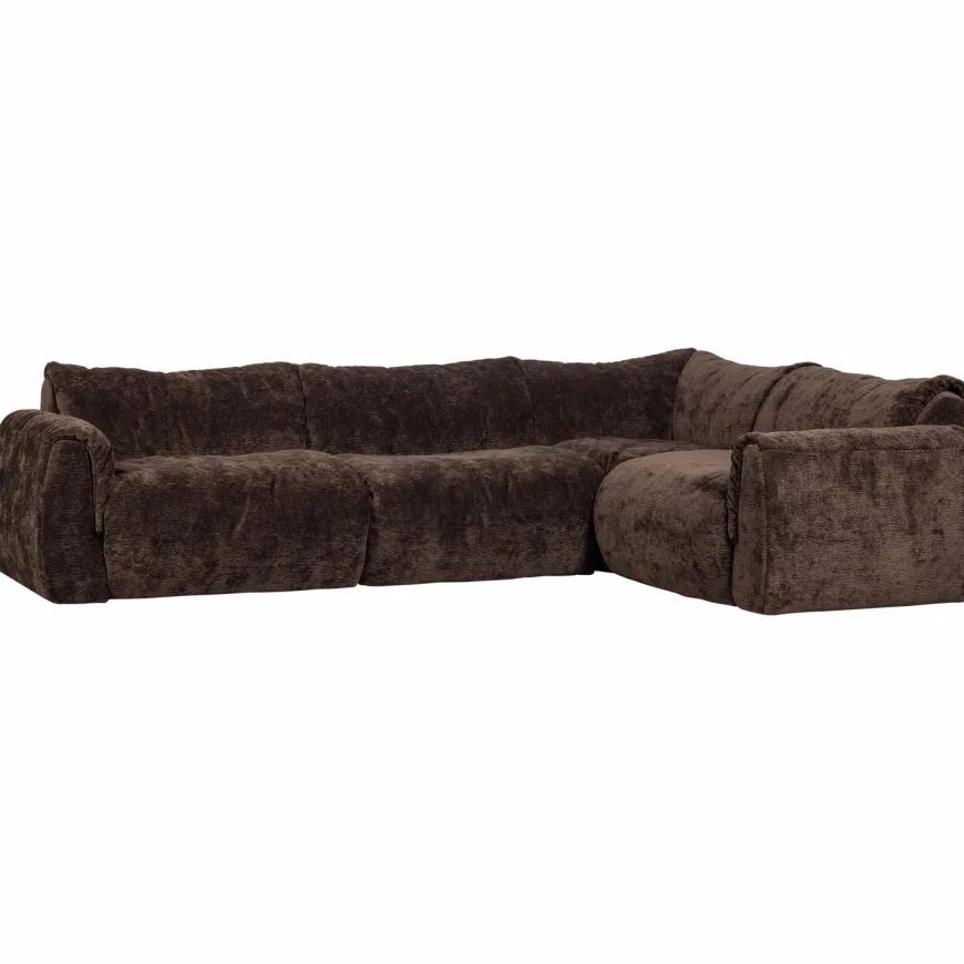 Woood Baggy hoekbank rechts 3d chenille donkerbruin