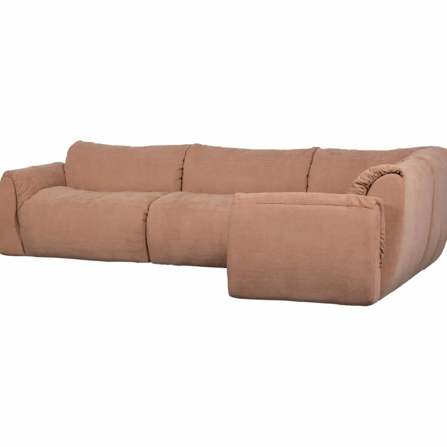 Woood Baggy hoekbank rechts geweven chenille oud roze