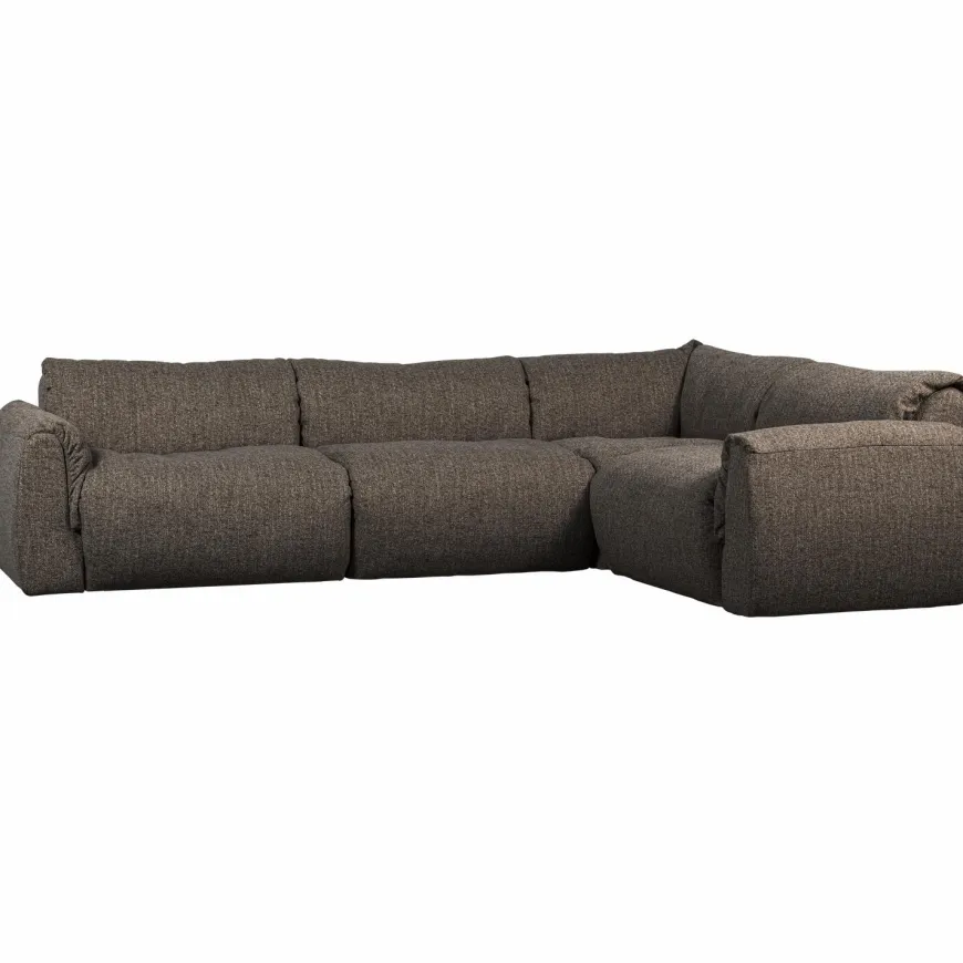 Woood Baggy hoekbank rechts geweven stof warmgrijs melange