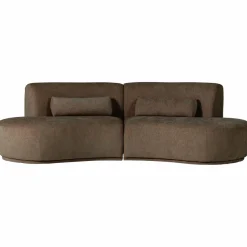 Woood Batavier half ronde bank 4-zits velvet melange bruin