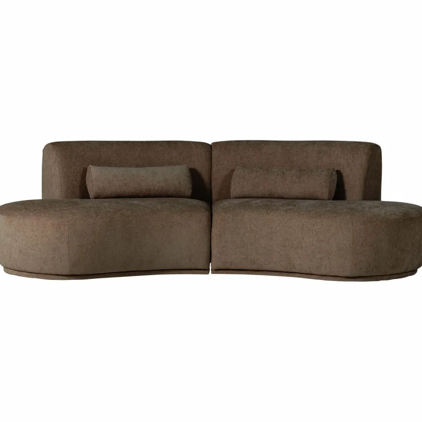 Woood Batavier half ronde bank 4-zits velvet melange bruin