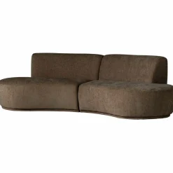 Woood Batavier half ronde bank 4-zits velvet melange bruin