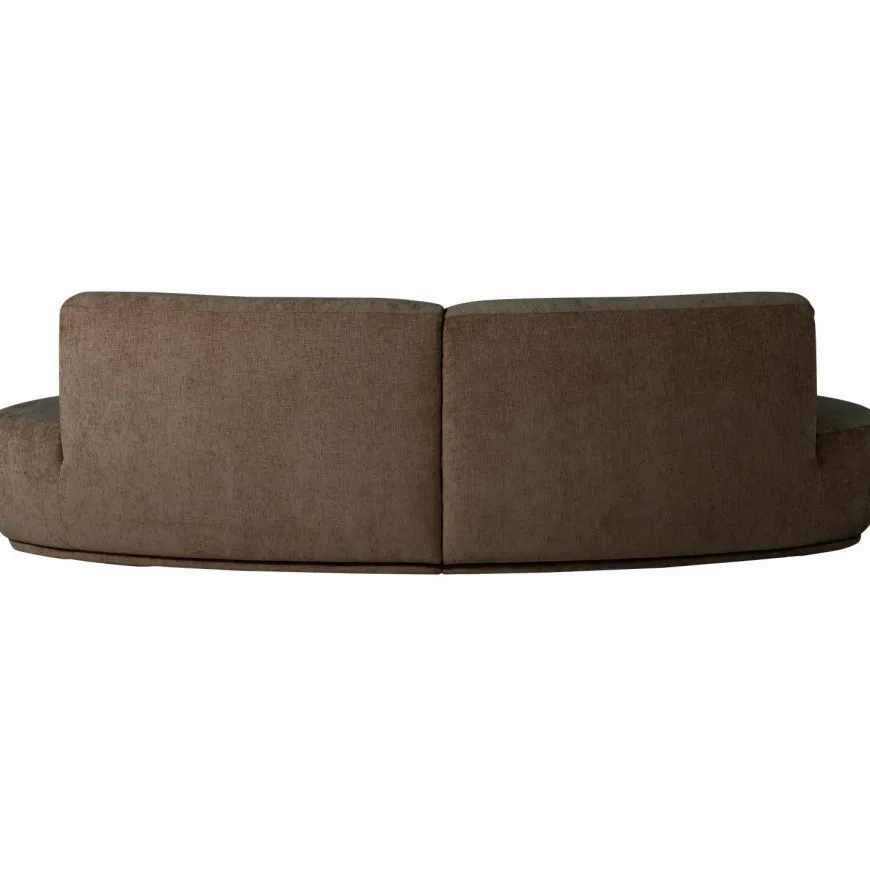Woood Batavier half ronde bank 4-zits velvet melange bruin
