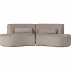 Woood Batavier half ronde bank 4-zits velvet melange zand