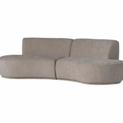 Woood Batavier half ronde bank 4-zits velvet melange zand