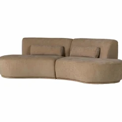 Woood Batavier half ronde bank 4-zits velvet melange lichtbruin