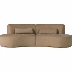 Woood Batavier half ronde bank 4-zits velvet melange lichtbruin