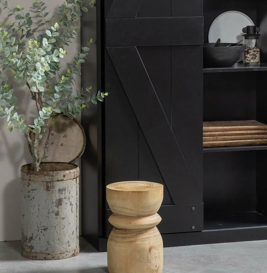 Woood Bikkel Kruk Hout Naturel 40xØ28cm