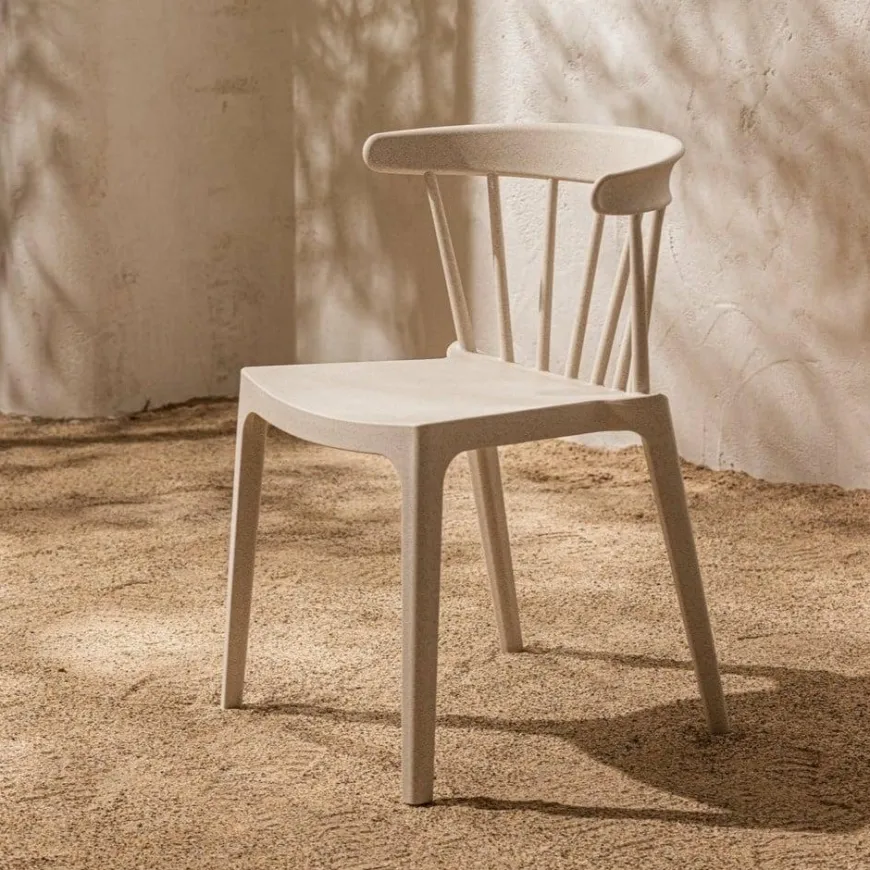 Woood Bliss tuinstoel met spijlen wheat fiber off white melange