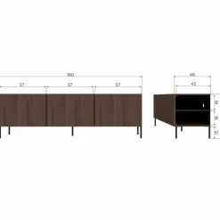 Woood Bono gravure tv meubel essen bruin [fsc]