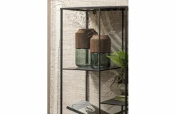 Woood Celeste Vaas Glas/hout Blauw/groen 28x16cm