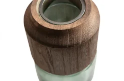 Woood Celeste Vaas Glas/hout Blauw/groen 28x16cm