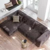 Woood CLOUD chaise longue links geweven chenille warm bruin