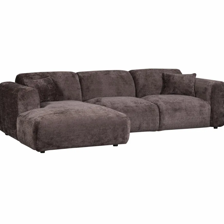 Woood CLOUD chaise longue links geweven chenille warm bruin