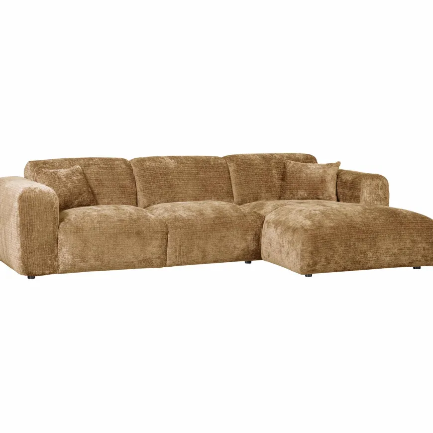 Woood CLOUD chaise longue rechts geweven chenille honinggeel