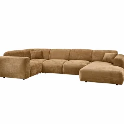 Woood CLOUD hoekbank links geweven chenille honinggeel
