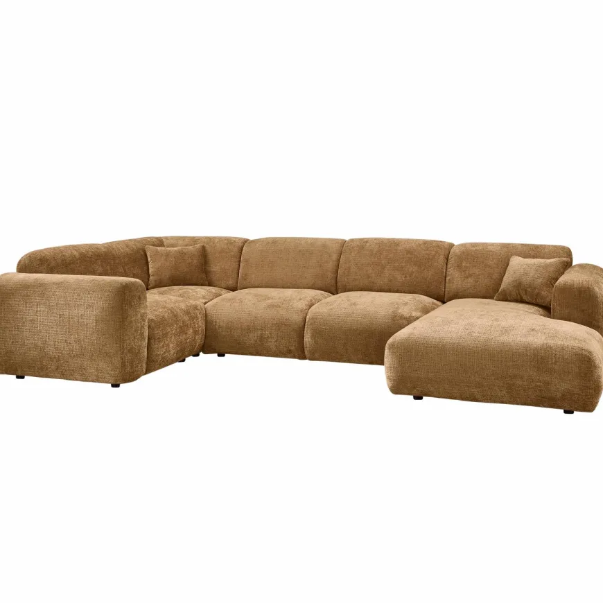 Woood CLOUD hoekbank links geweven chenille honinggeel