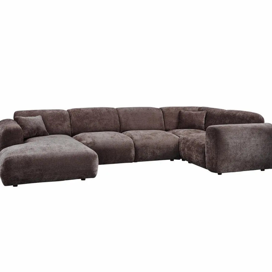 Woood CLOUD hoekbank rechts geweven chenille warm bruin
