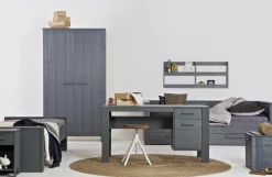 Woood Dennis Bed 90x200 Cm Grenen Steel Grey Geborsteld [fsc]