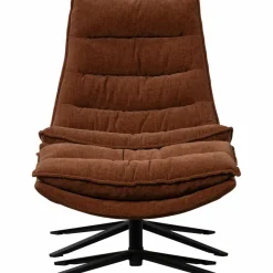Woood Draaifauteuil Kube met hocker bruin