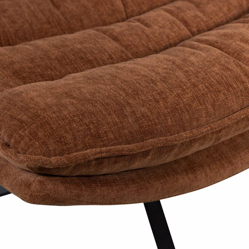 Woood Draaifauteuil Kube met hocker bruin