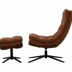 Woood Draaifauteuil Kube met hocker bruin