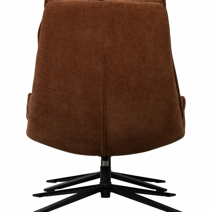 Woood Draaifauteuil Kube met hocker bruin