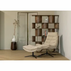 Woood Draaifauteuil Kube met hocker naturel