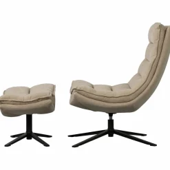 Woood Draaifauteuil Kube met hocker naturel