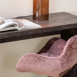 Woood Eliva eetkamerstoel structure velvet paars - set van 2