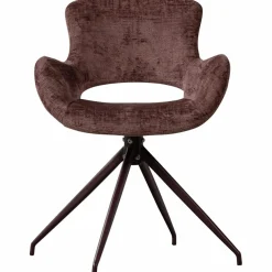 Woood Eliva eetkamerstoel structure velvet paars - set van 2