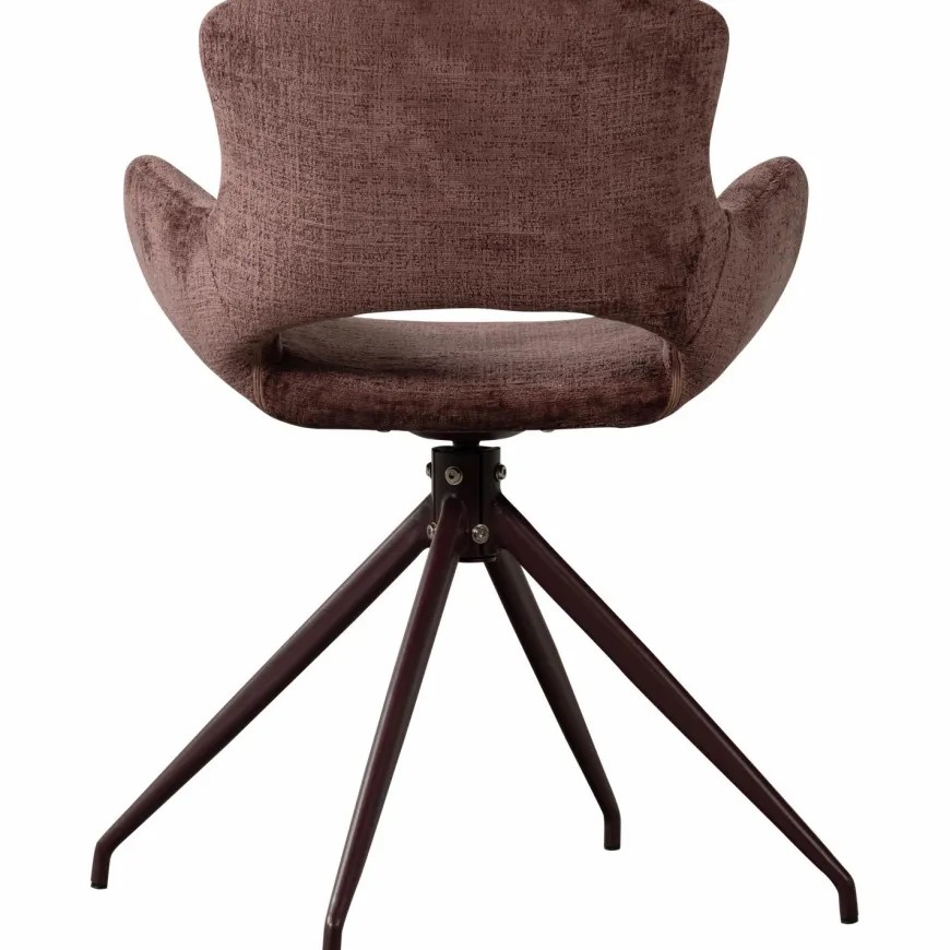 Woood Eliva eetkamerstoel structure velvet paars - set van 2