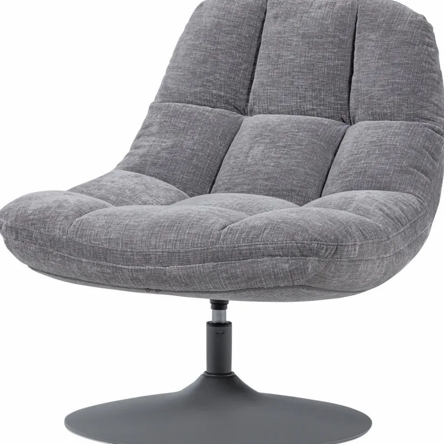 Woood Elvi Draaifauteuil Chenille Structuur Lichtgrijs