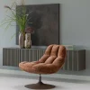 Woood Elvi Draaifauteuil Chenille Structuur Roestbruin