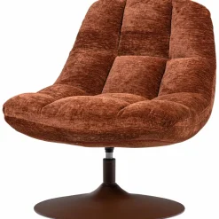 Woood Elvi Draaifauteuil Chenille Structuur Roestbruin
