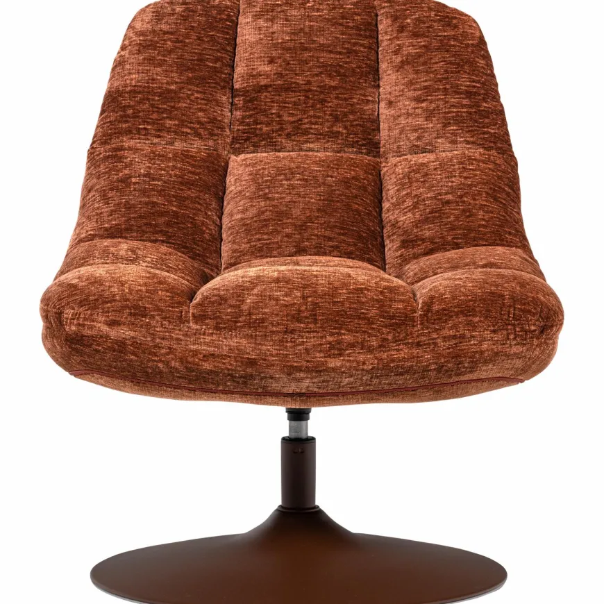 Woood Elvi Draaifauteuil Chenille Structuur Roestbruin