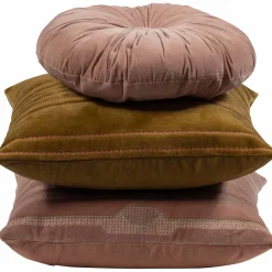 Woood Feis kussens velvet roze/naturel - set van 3