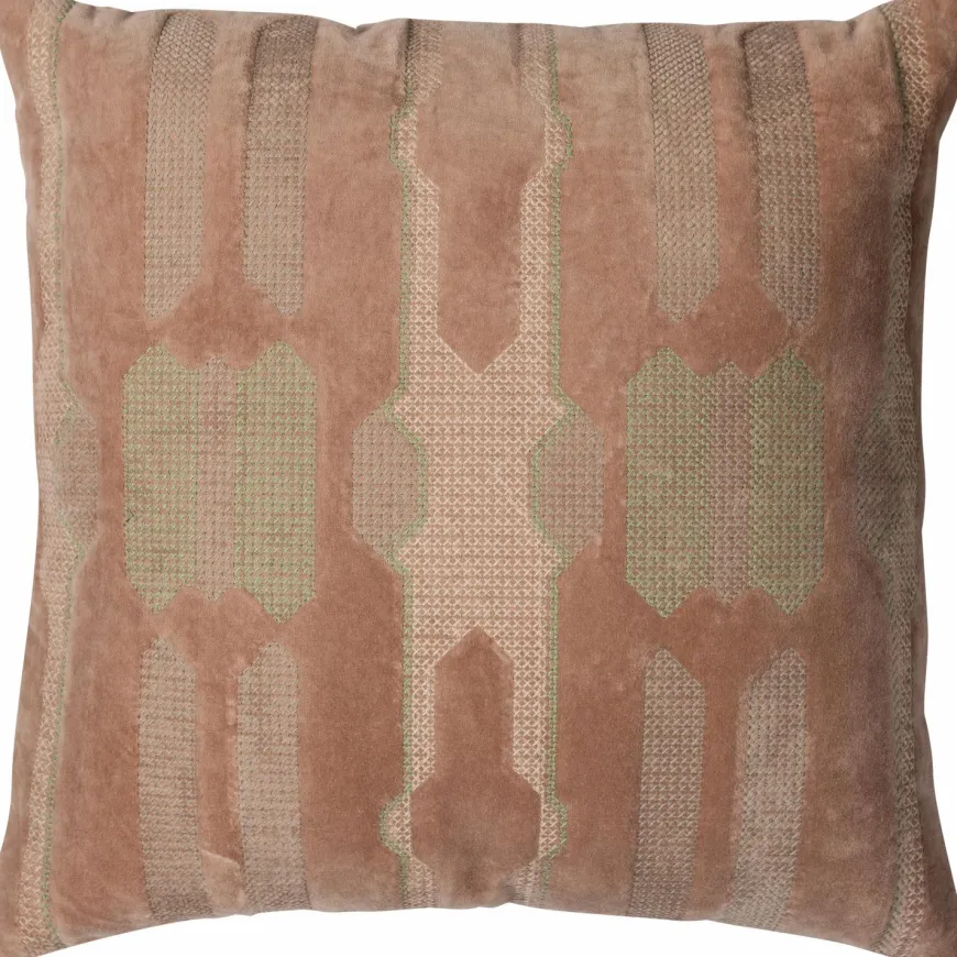 Woood Feis kussens velvet roze/naturel - set van 3