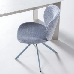 Woood Femke Eetkamerstoel Chenille Blauw