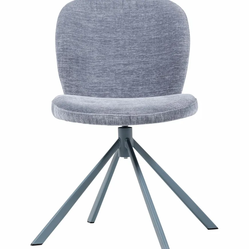 Woood Femke Eetkamerstoel Chenille Blauw
