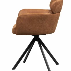 Woood Fenne draaibare eetkamerstoel leerlook cognac