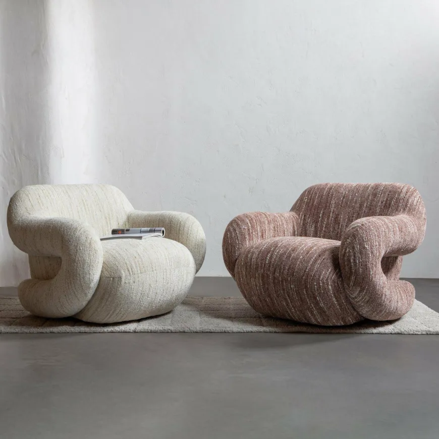 Woood Folke fauteuil chenille naturel melange