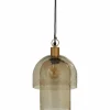 Woood Gigi hanglamp dubbele kap gehamerd glas naturel