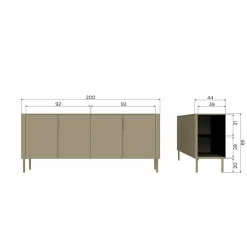Woood Gunnar Dressoir 200 Cm Grenen Mud [fsc]