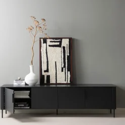 Woood Gunnar tv meubel 200 cm grenen matzwart [fsc]