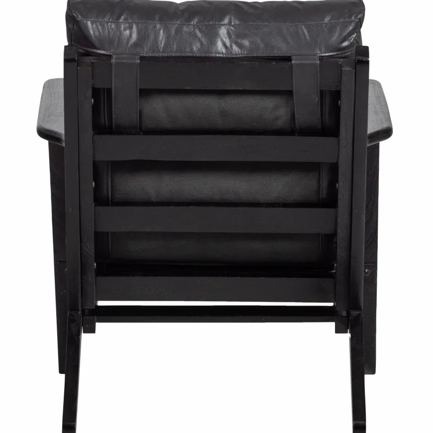 Woood Houston fauteuil echt leer zwart