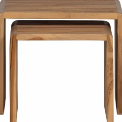 Woood Jasmijn Bijzettafel Recycled Teak Naturel - Set Van 2