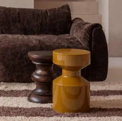 Woood Jonah bijzettafel hout donkerbruin 42xo30cm