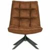 Woood Jouke draaifauteuil kunstleer - Groen en Cognac